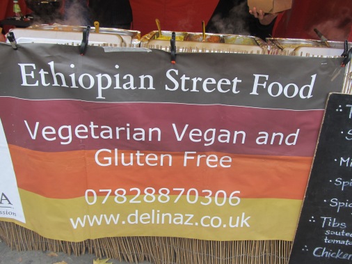 Ethiopian Street Food stall in front of Shepherds Bush Tube Station, London
